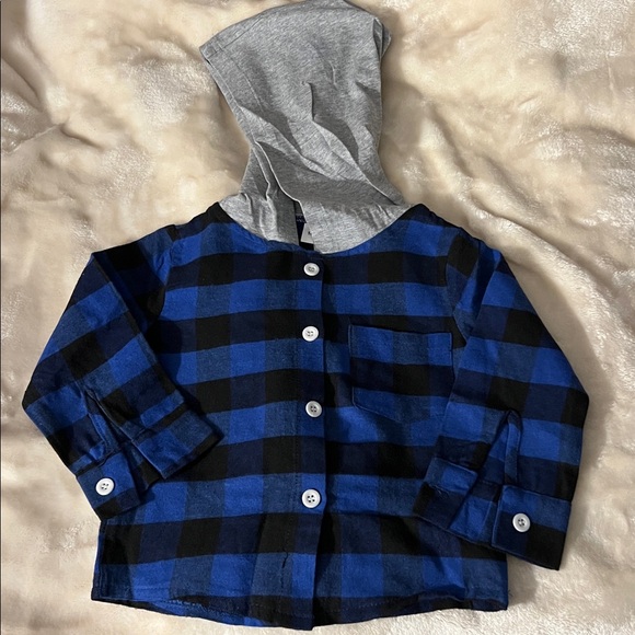 NWT 👦 100% COTTON HOODED FLANNEL SHIRT SWEATPANT JOGGERS SET BABY BOY 18-24 mo - Picture 3 of 12